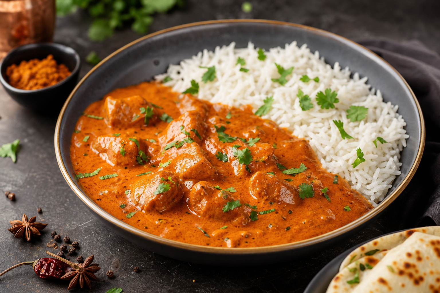 Indian fusion butter chicken and rice