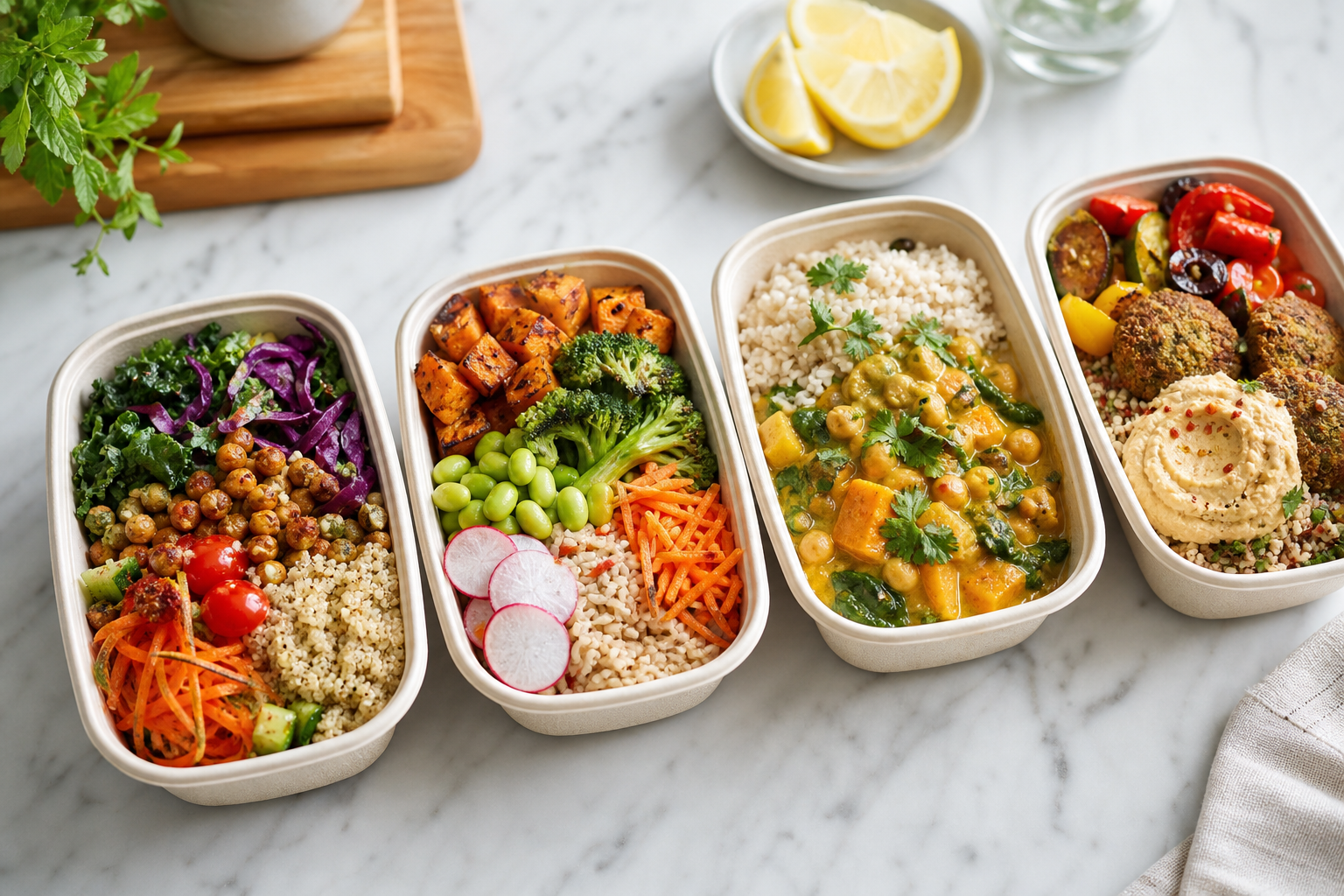 Fresh Indian fusion meal prep lineup