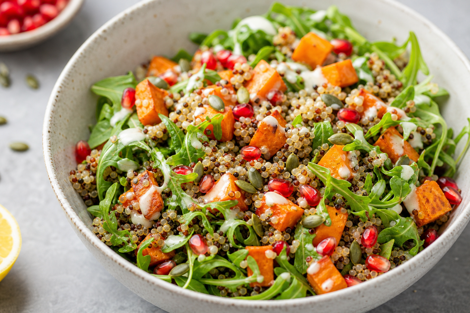 Fresh quinoa salad vegetarian bowl